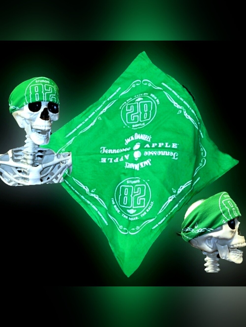Jack Daniels Sturgis Rally 82nd Anniversary Green hankerchief bandana NWT